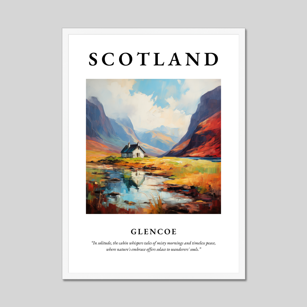 Poster in a white frame with the word Scotland