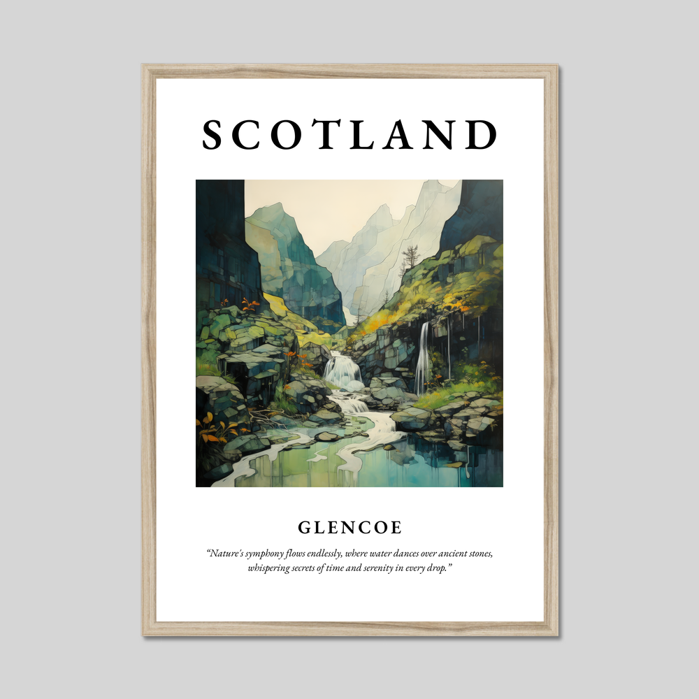 Poster in a natural frame with the word Scotland