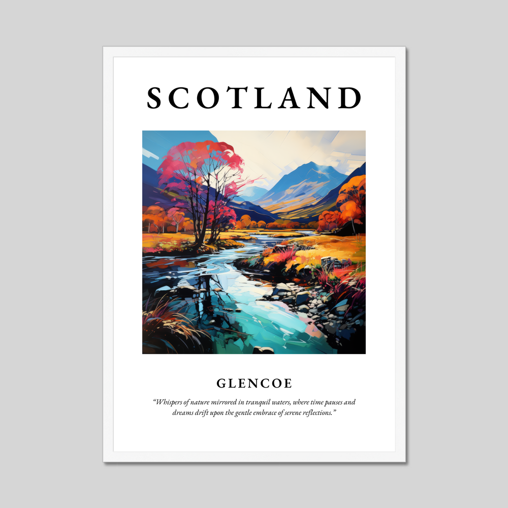 Poster in a white frame with the word Scotland