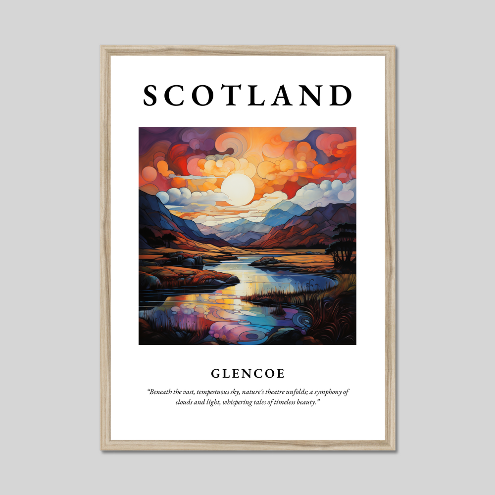 Poster in a natural frame with the word Scotland