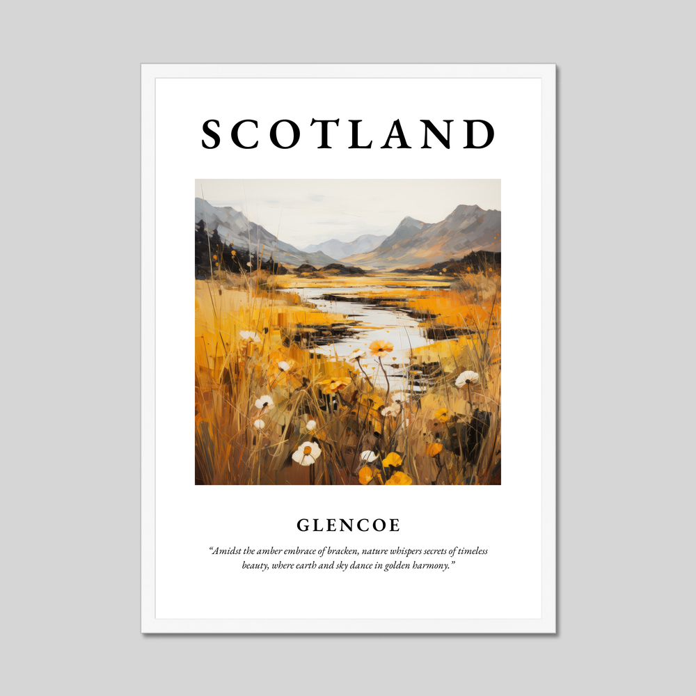 Poster in a white frame with the word Scotland