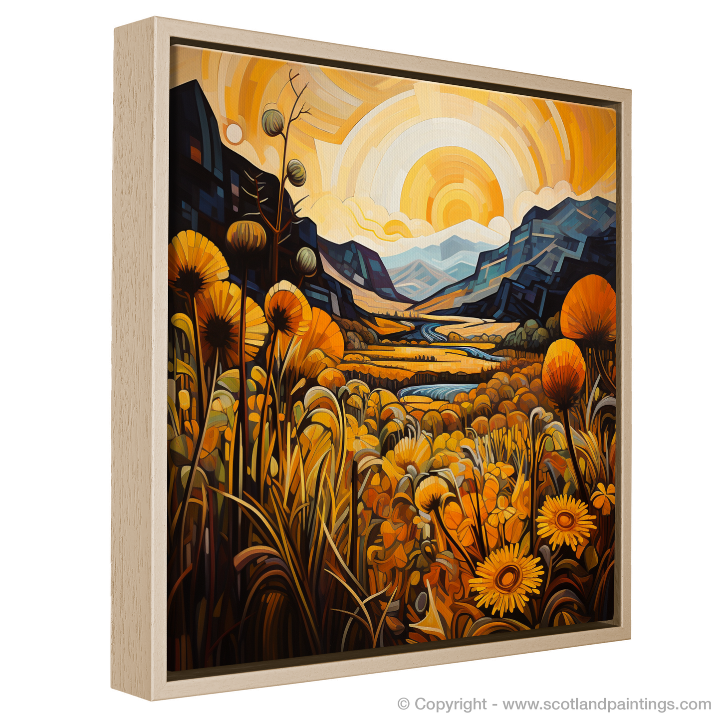 Golden Bracken in Glencoe: A Cubist Tapestry