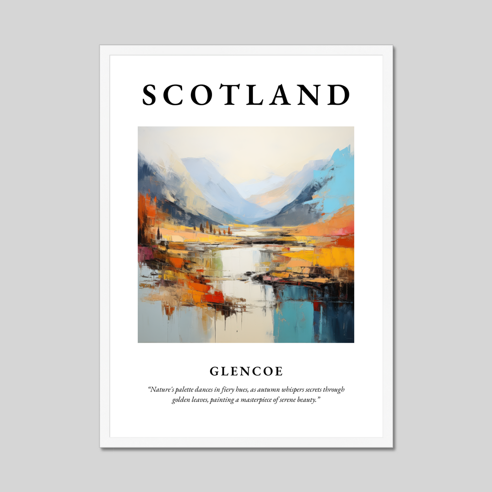 Poster in a white frame with the word Scotland