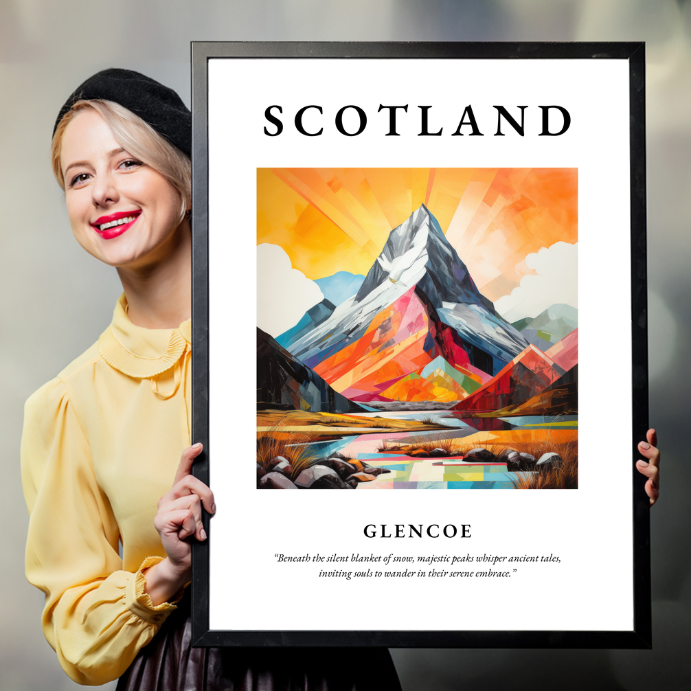 Person holding a poster of Glencoe