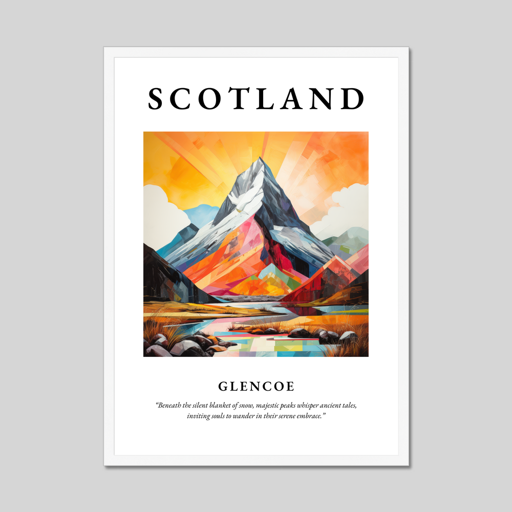 Poster in a white frame with the word Scotland