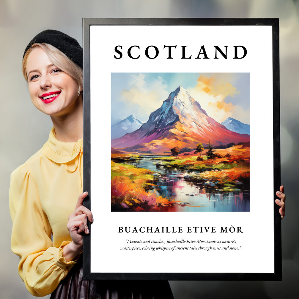 Person holding a poster of Buachaille Etive Mòr