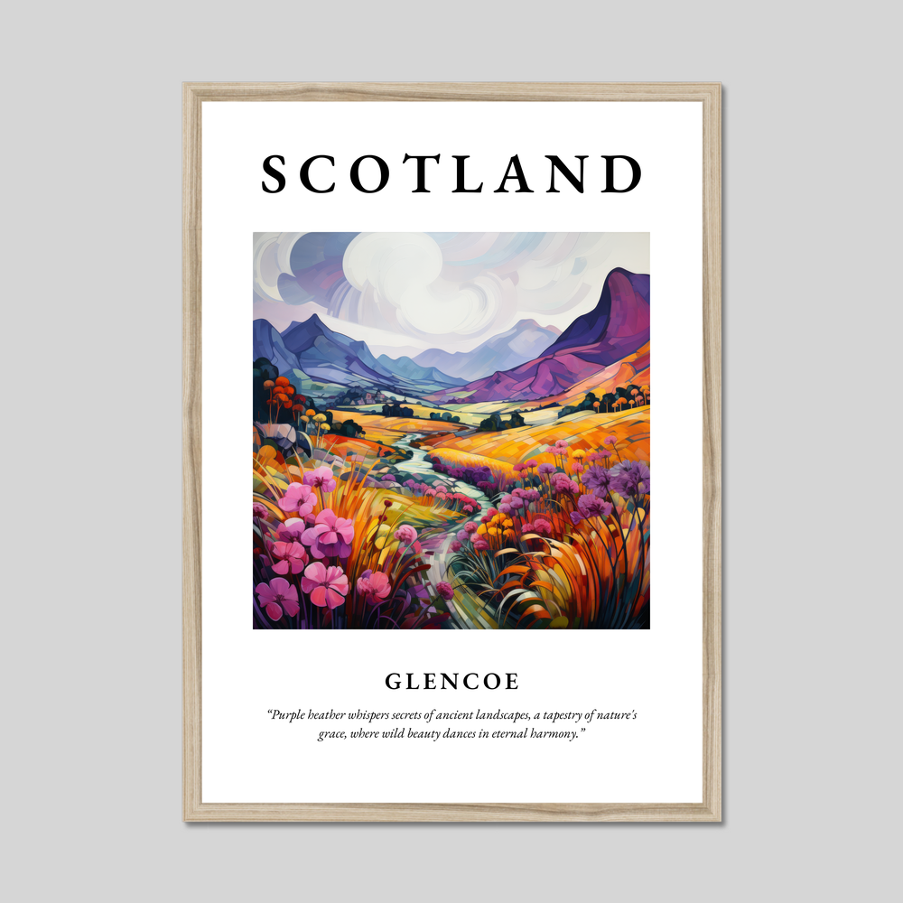 Poster in a natural frame with the word Scotland