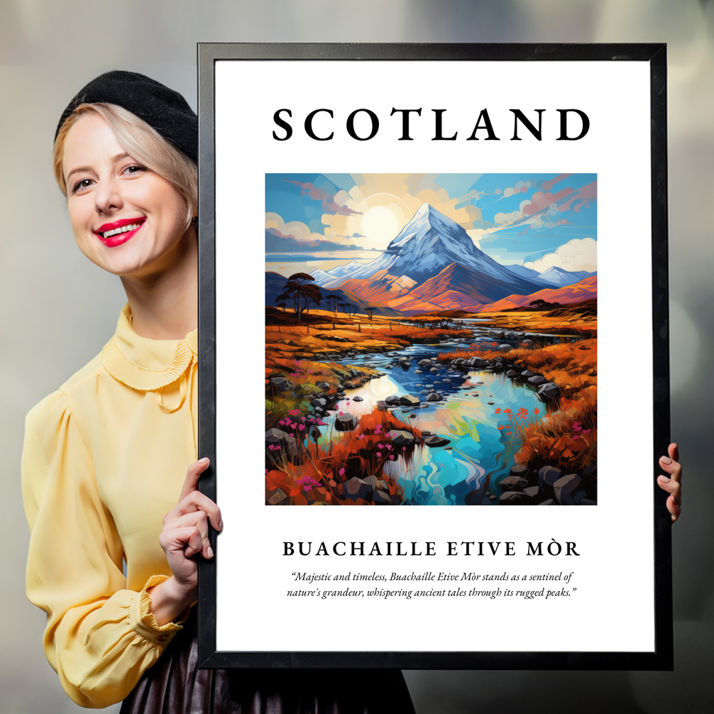 Person holding a poster of Buachaille Etive Mòr