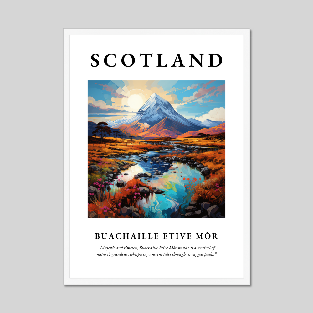 Poster in a white frame with the word Scotland