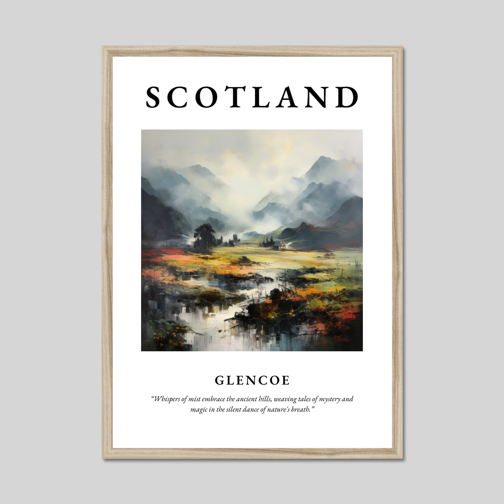 Poster in a natural frame with the word Scotland