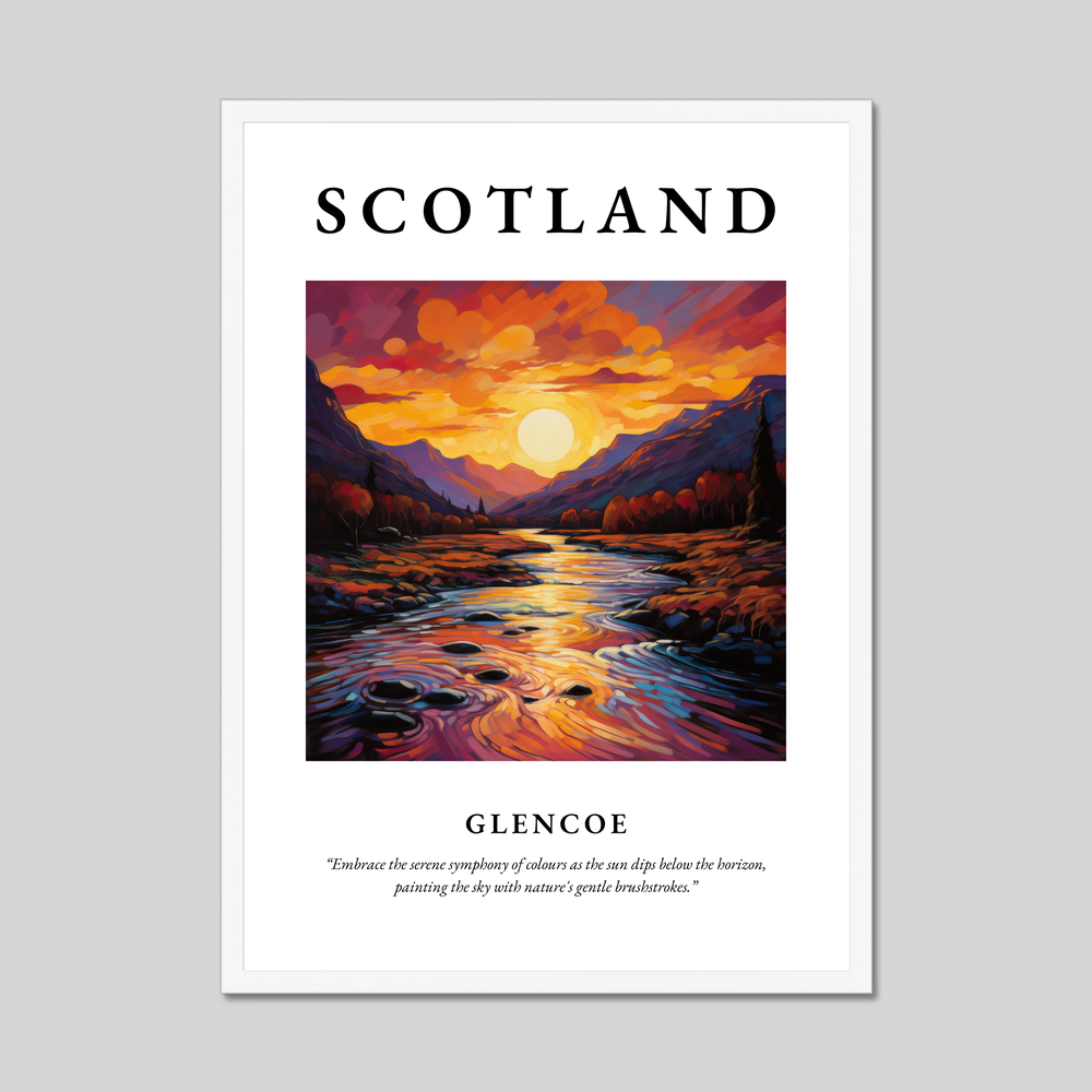 Poster in a white frame with the word Scotland