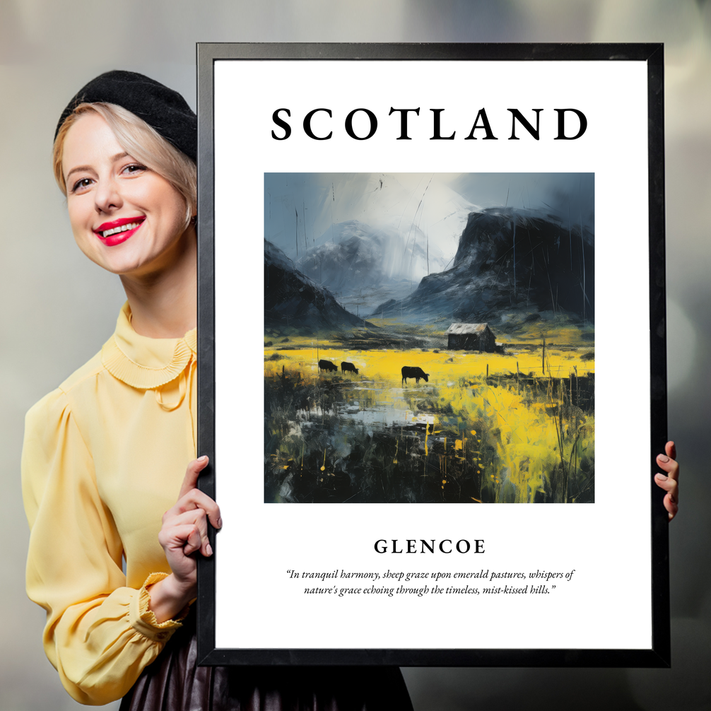 Person holding a poster of Glencoe