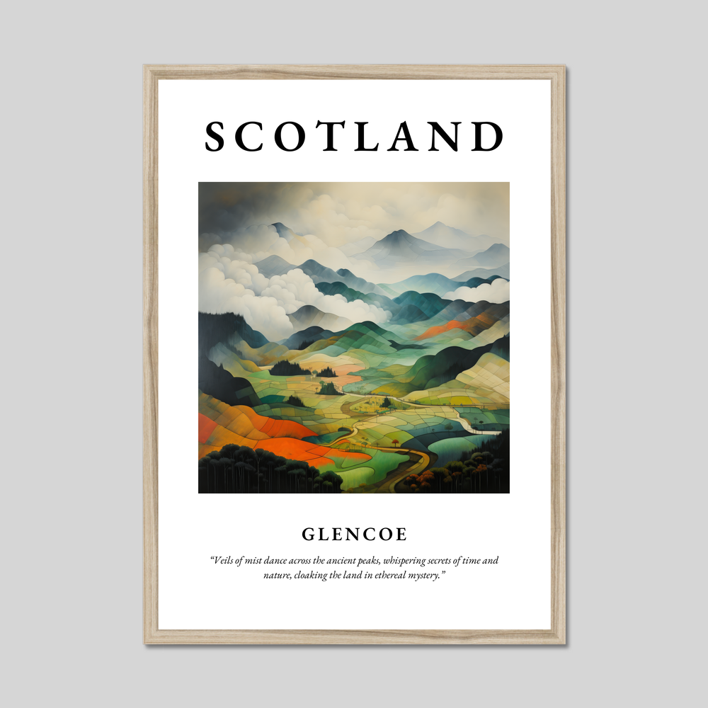 Poster in a natural frame with the word Scotland