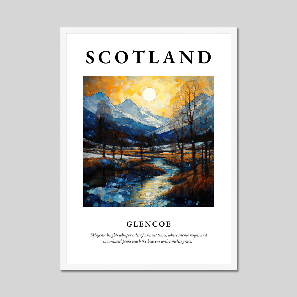 Poster in a white frame with the word Scotland