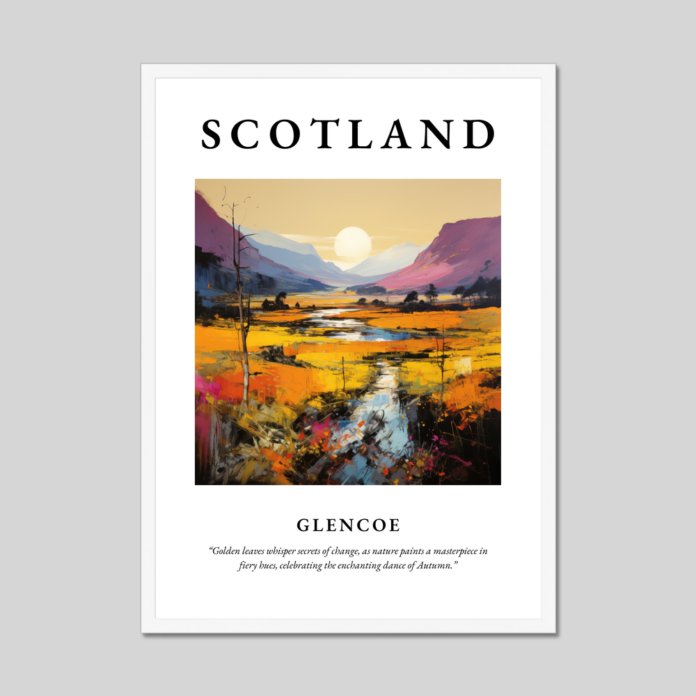 Poster in a white frame with the word Scotland