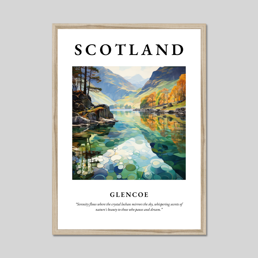 Poster in a natural frame with the word Scotland