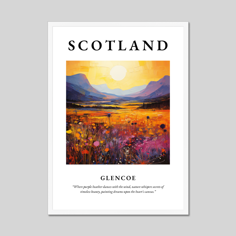 Poster in a white frame with the word Scotland