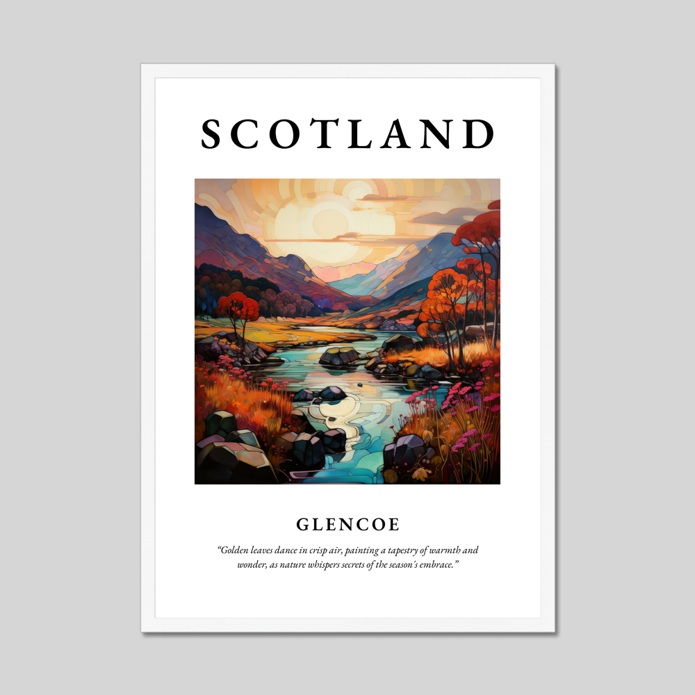 Poster in a white frame with the word Scotland