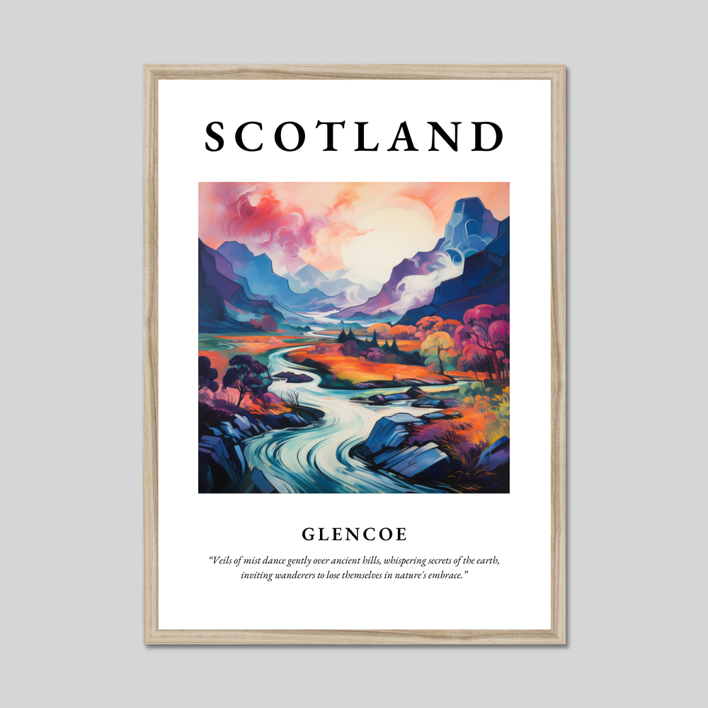 Poster in a natural frame with the word Scotland