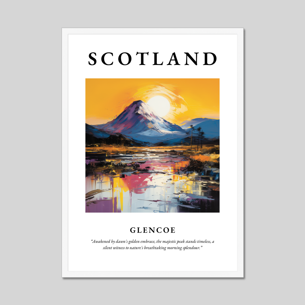 Poster in a white frame with the word Scotland