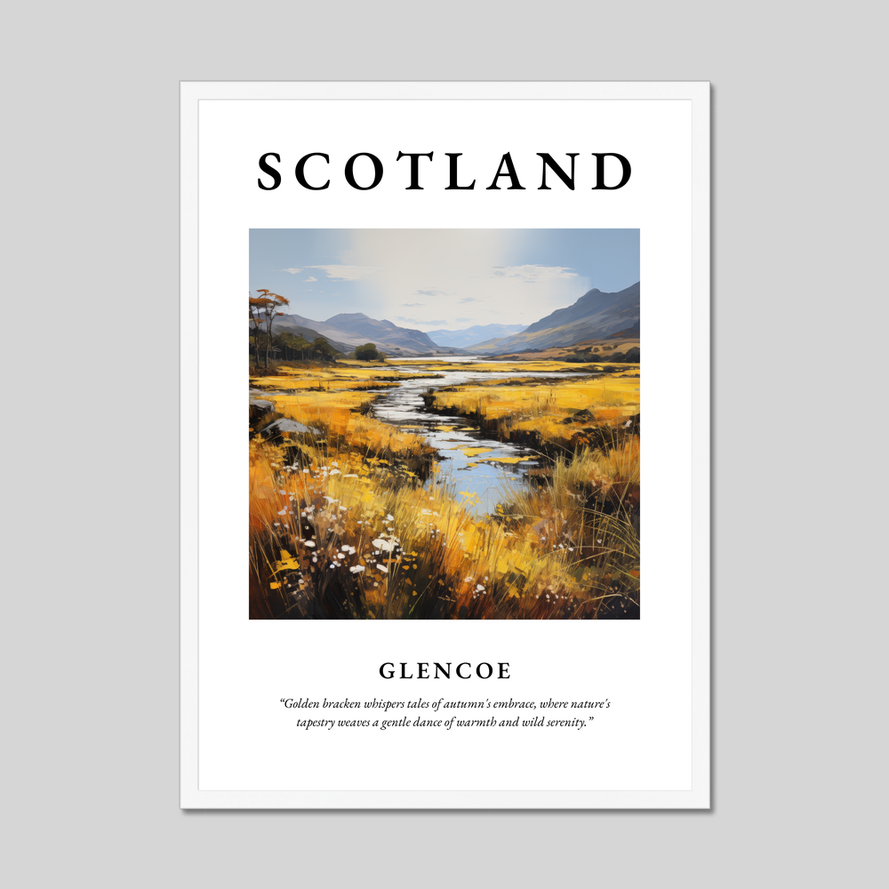 Poster in a white frame with the word Scotland