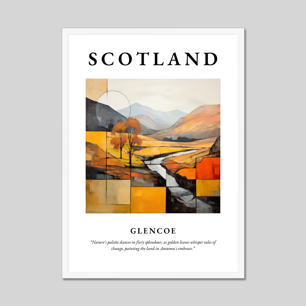 Poster in a white frame with the word Scotland