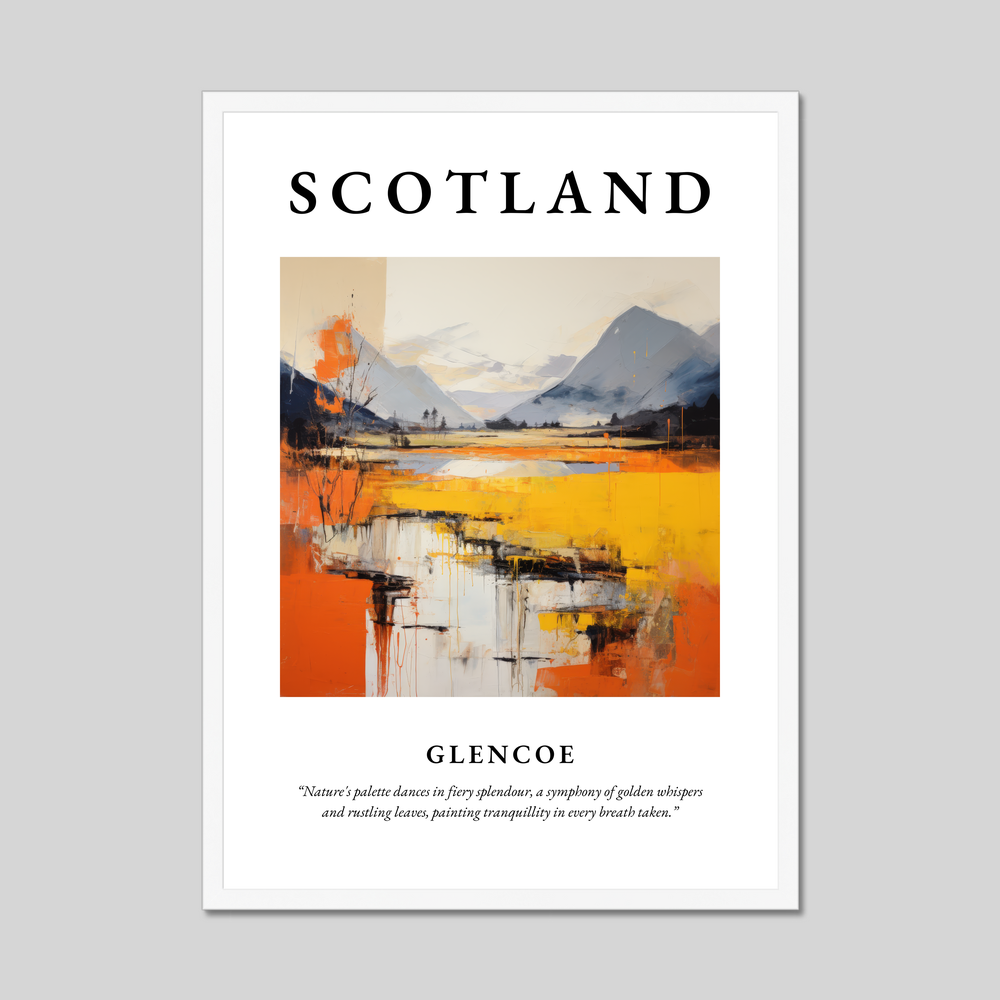 Poster in a white frame with the word Scotland