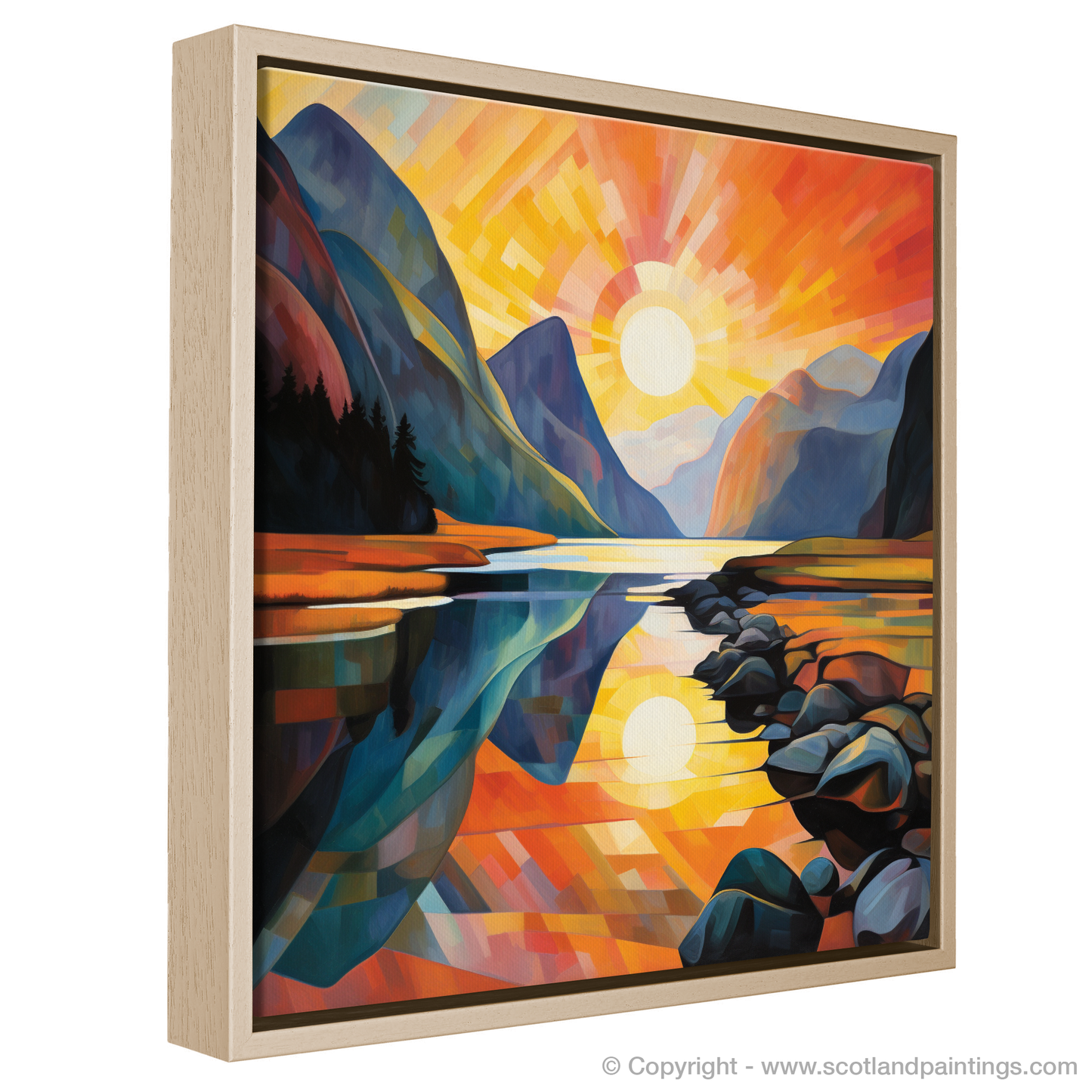 Sunset Glow in Glencoe: A Cubist Reverie