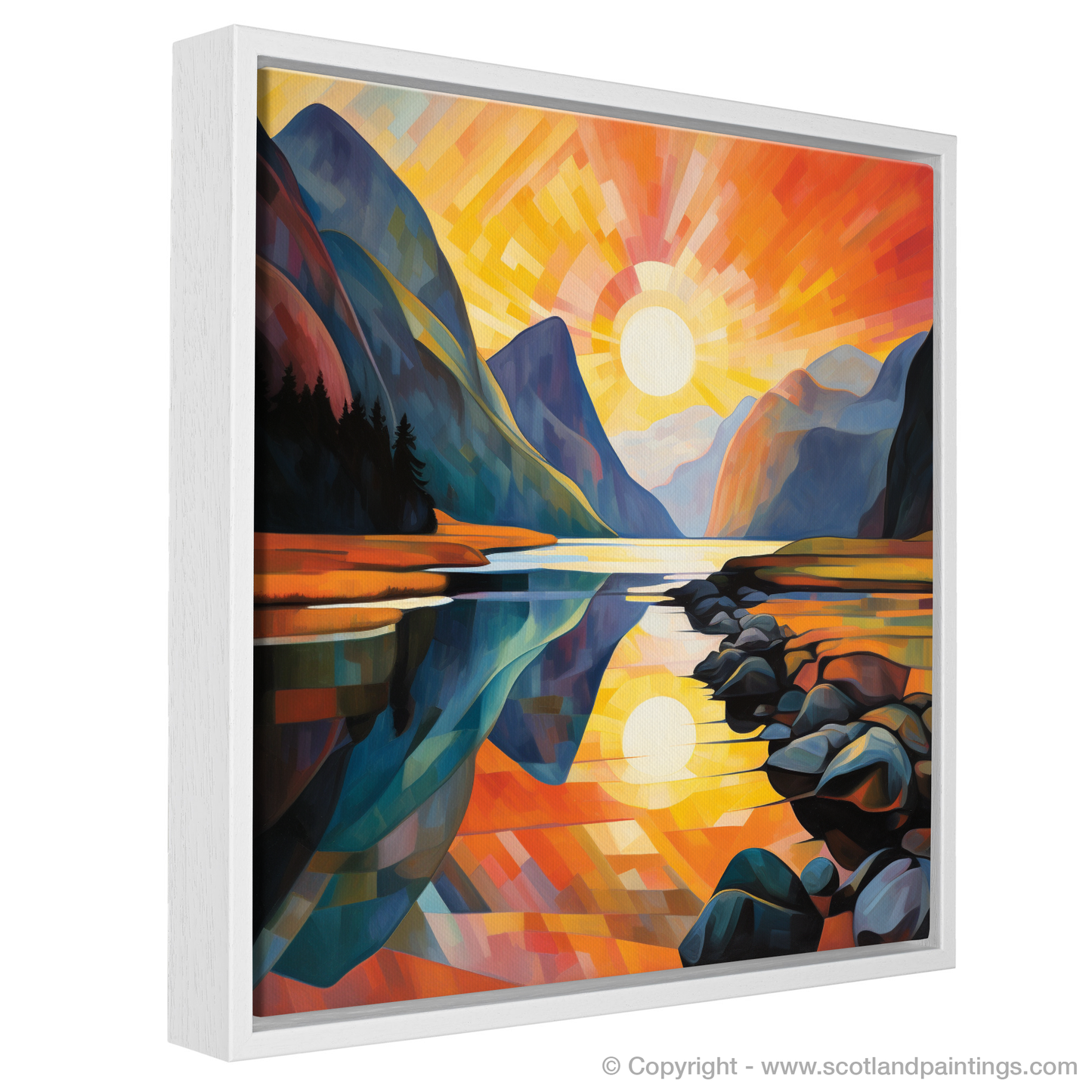 Sunset Glow in Glencoe: A Cubist Reverie