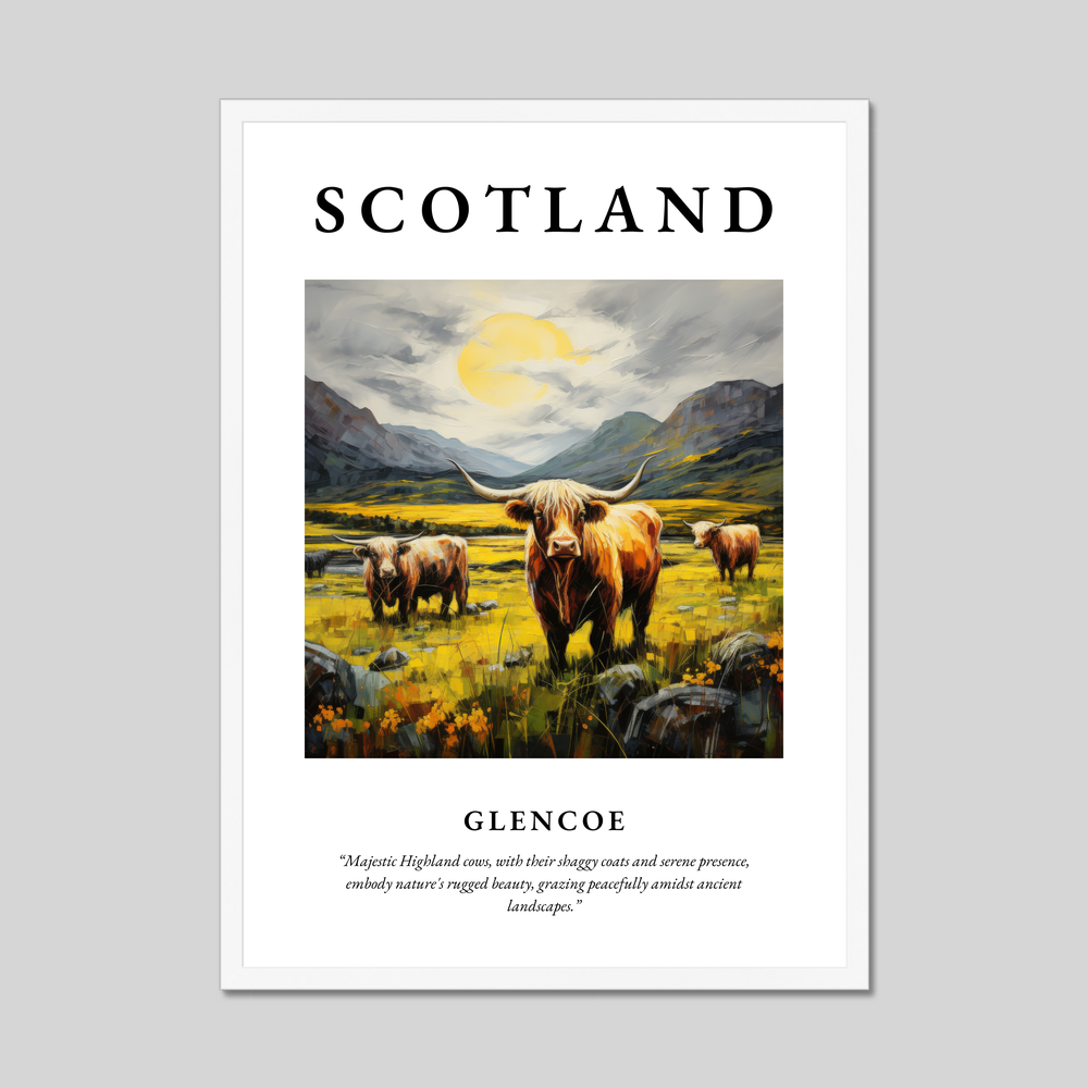 Poster in a white frame with the word Scotland