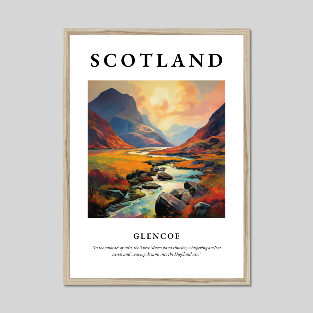 Poster in a natural frame with the word Scotland