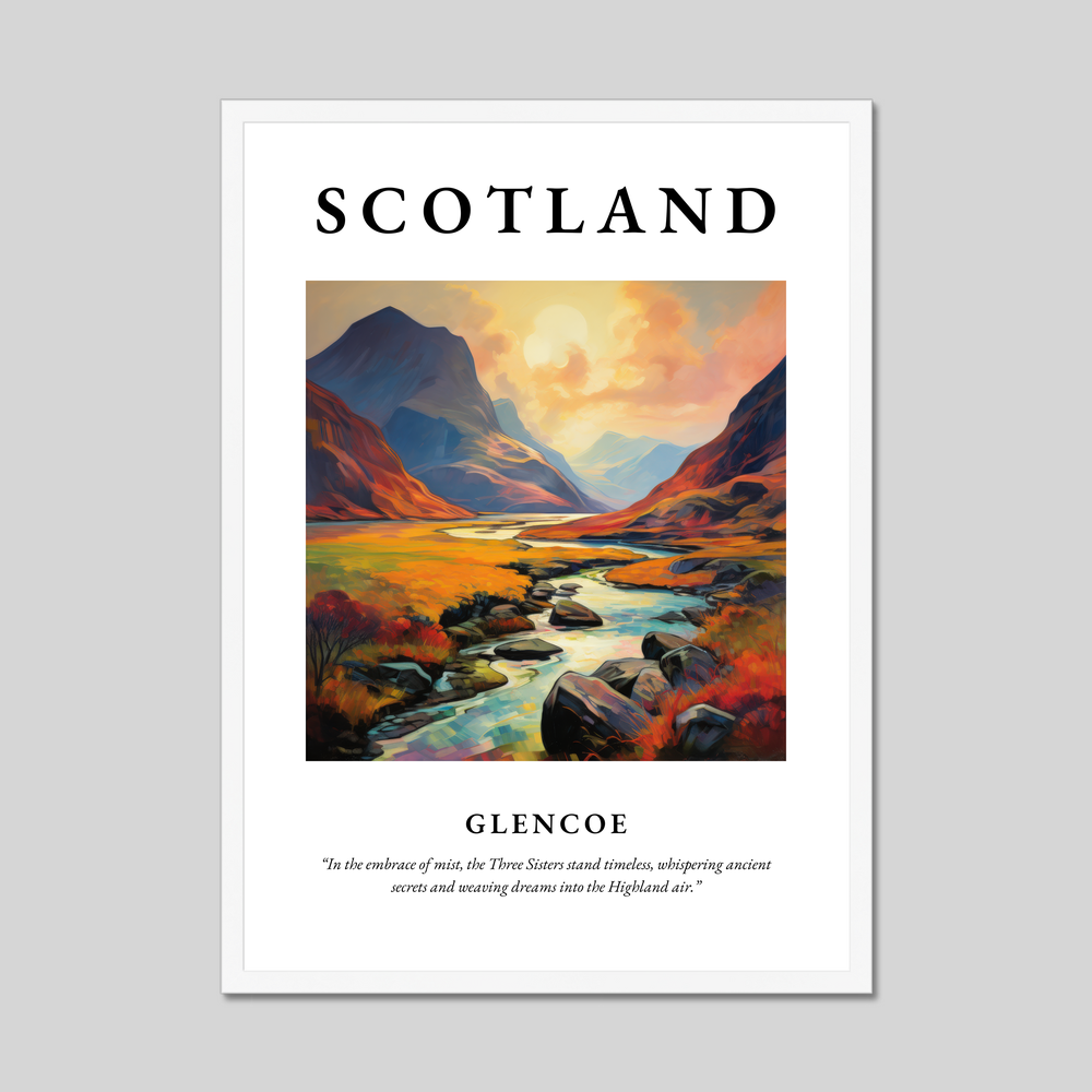 Poster in a white frame with the word Scotland