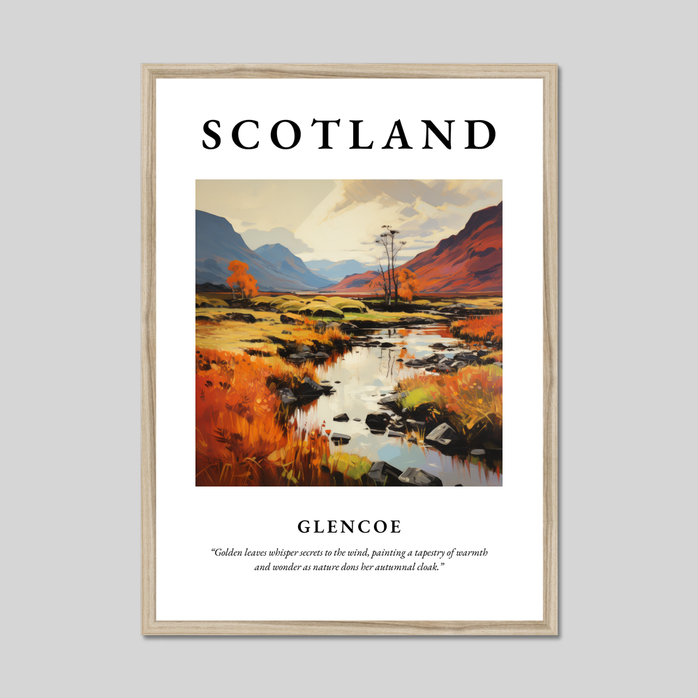 Poster in a natural frame with the word Scotland