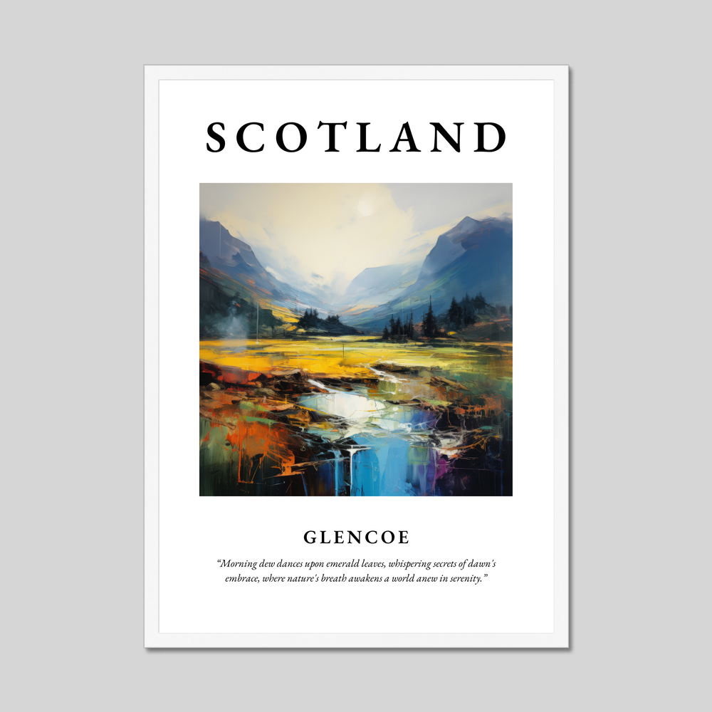 Poster in a white frame with the word Scotland