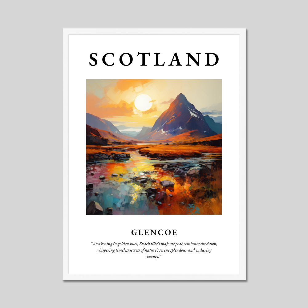 Poster in a white frame with the word Scotland