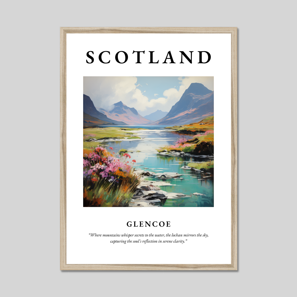 Poster in a natural frame with the word Scotland