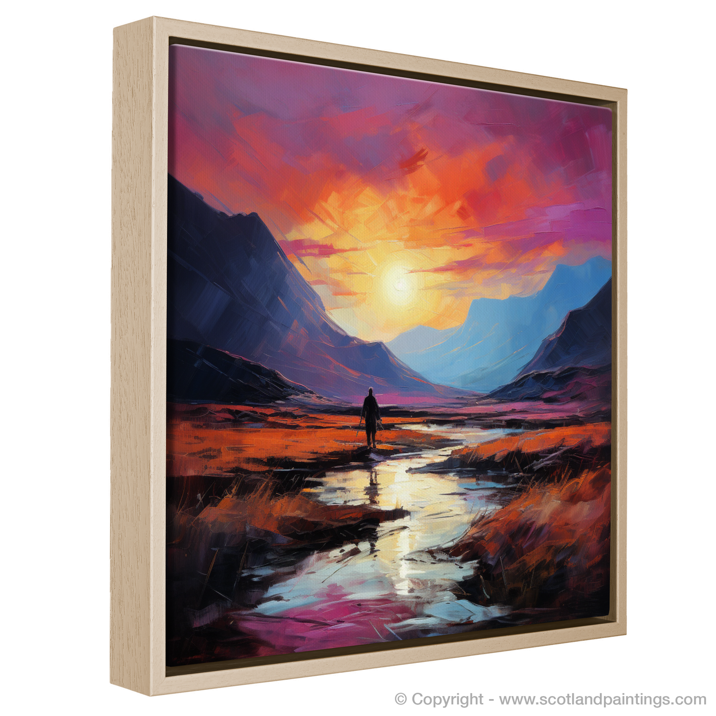 Solitary Walker at Dusk: A Fauvist Homage to Glencoe's Wild Beauty