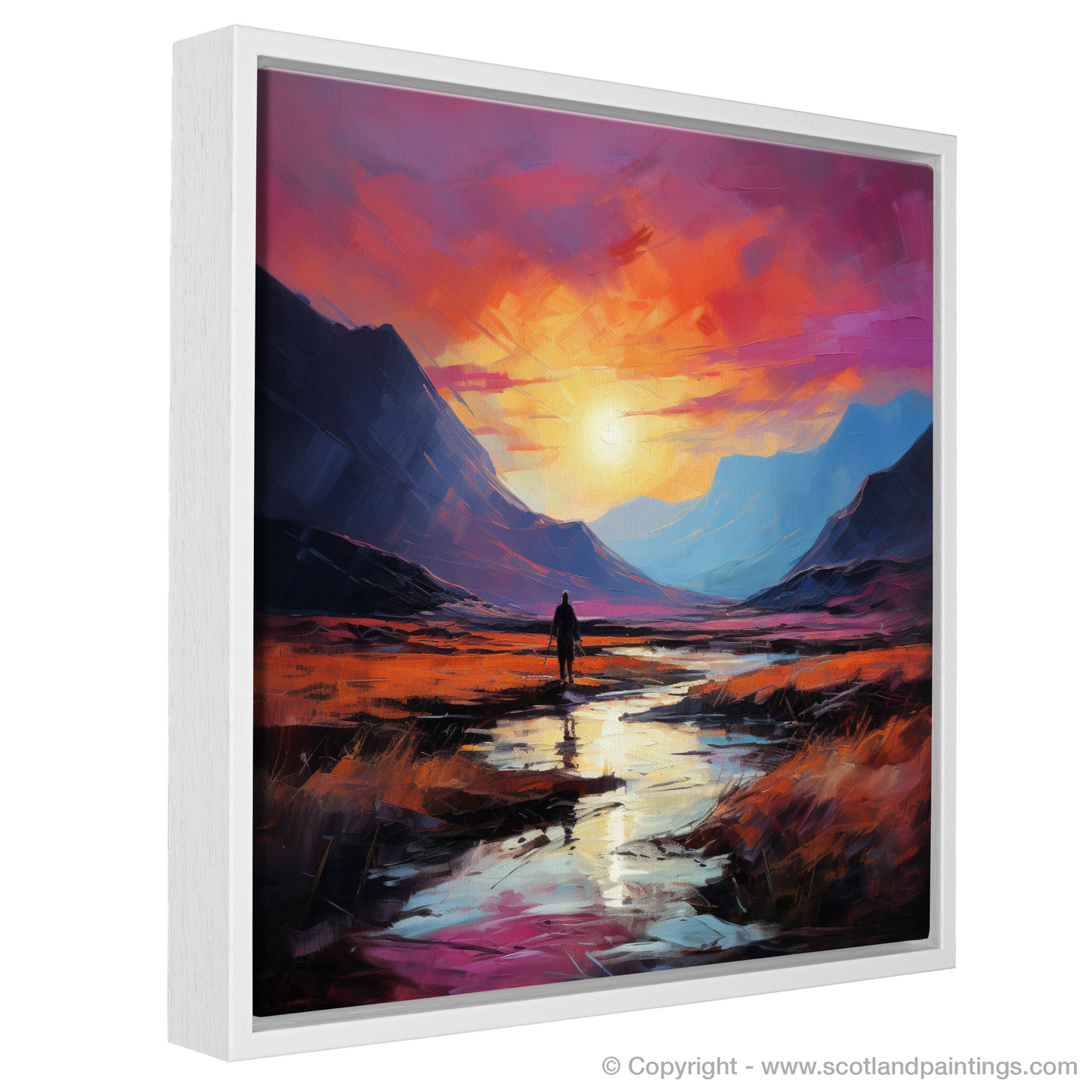 Solitary Walker at Dusk: A Fauvist Homage to Glencoe's Wild Beauty