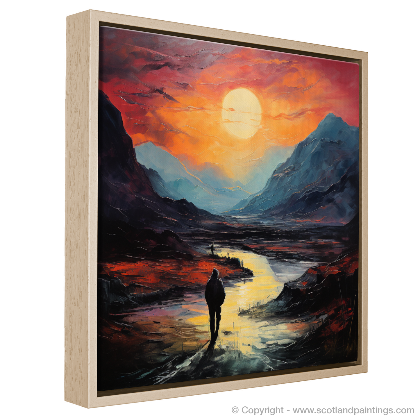 Solitary Walker at Dusk: A Fauvist Tribute to Glencoe's Majesty