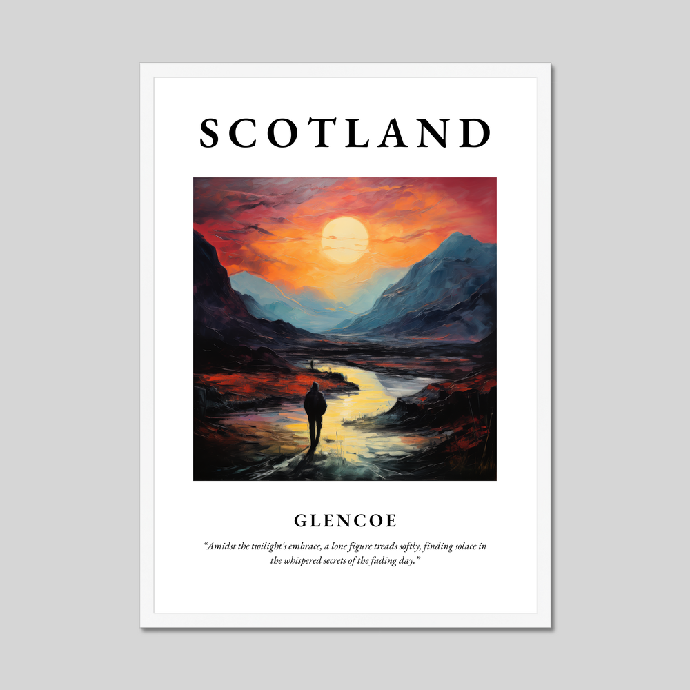 Poster in a white frame with the word Scotland