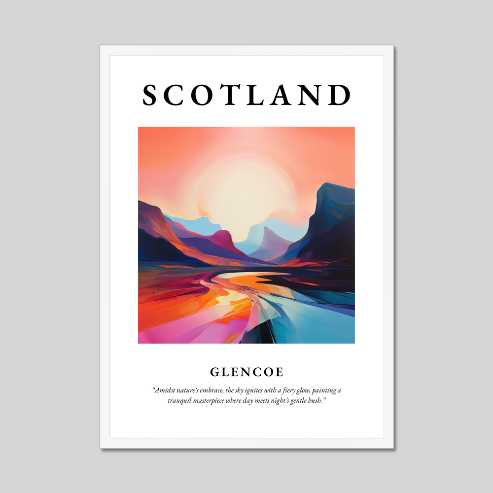 Poster in a white frame with the word Scotland