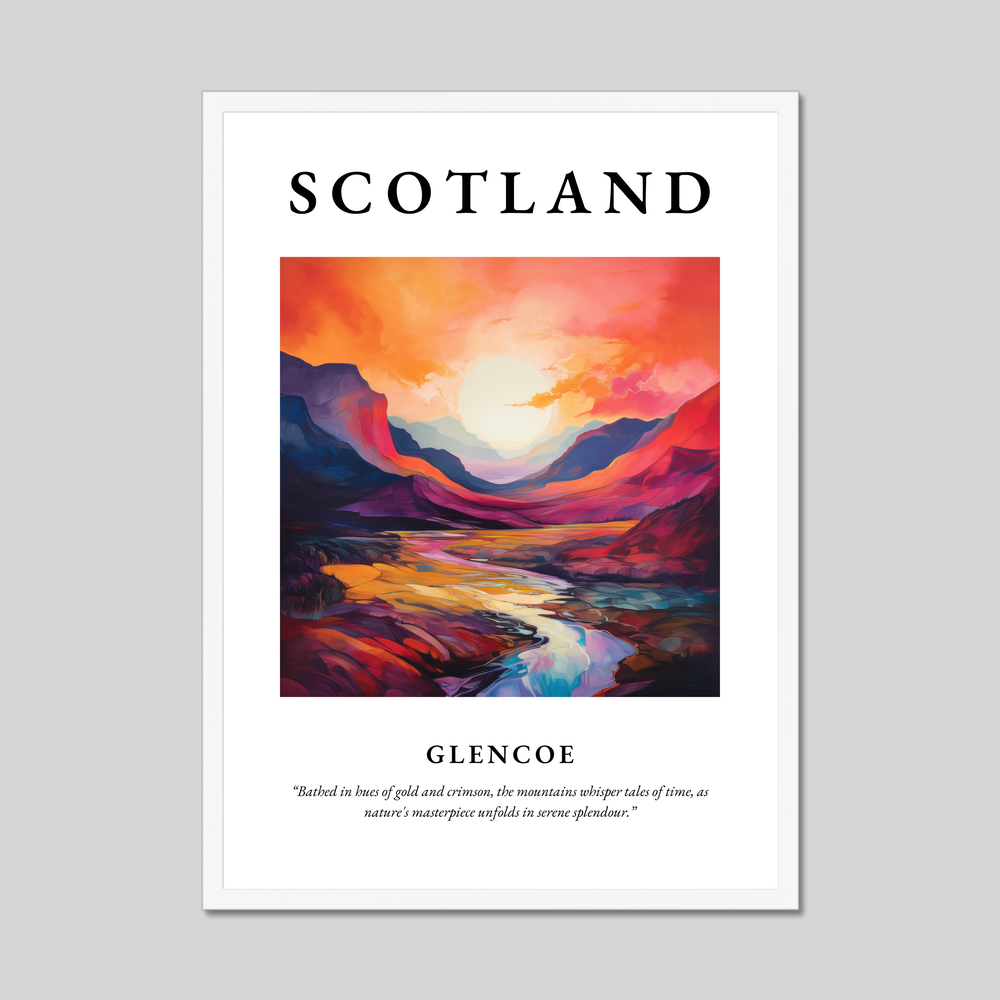 Poster in a white frame with the word Scotland