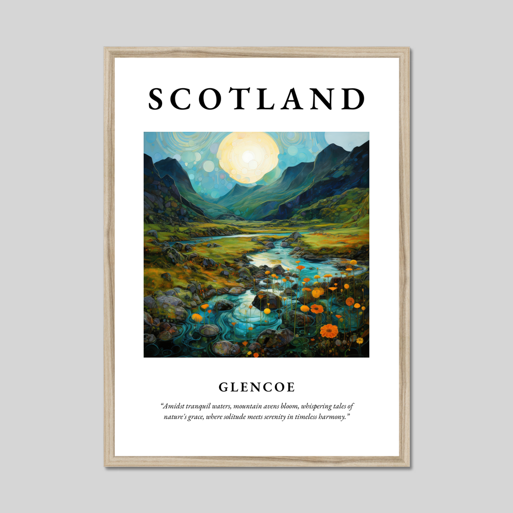 Poster in a natural frame with the word Scotland