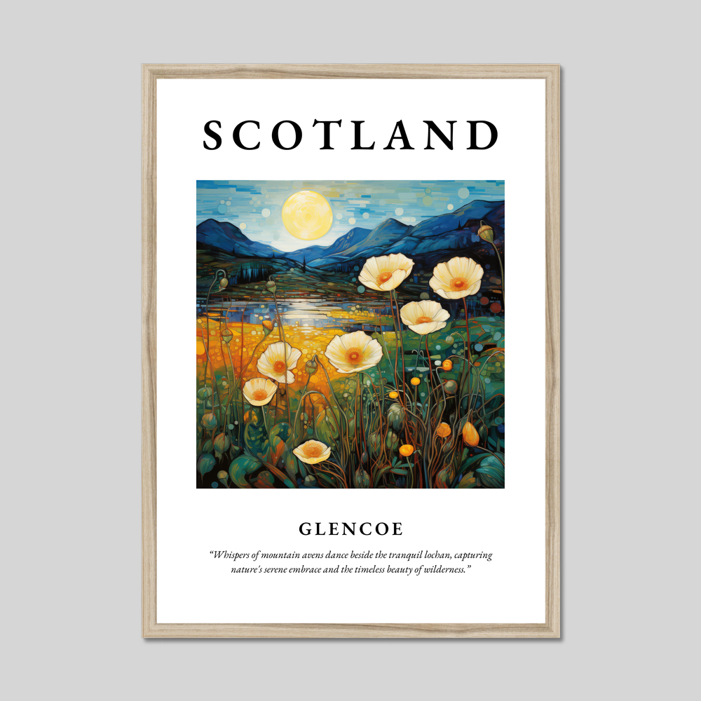 Poster in a natural frame with the word Scotland