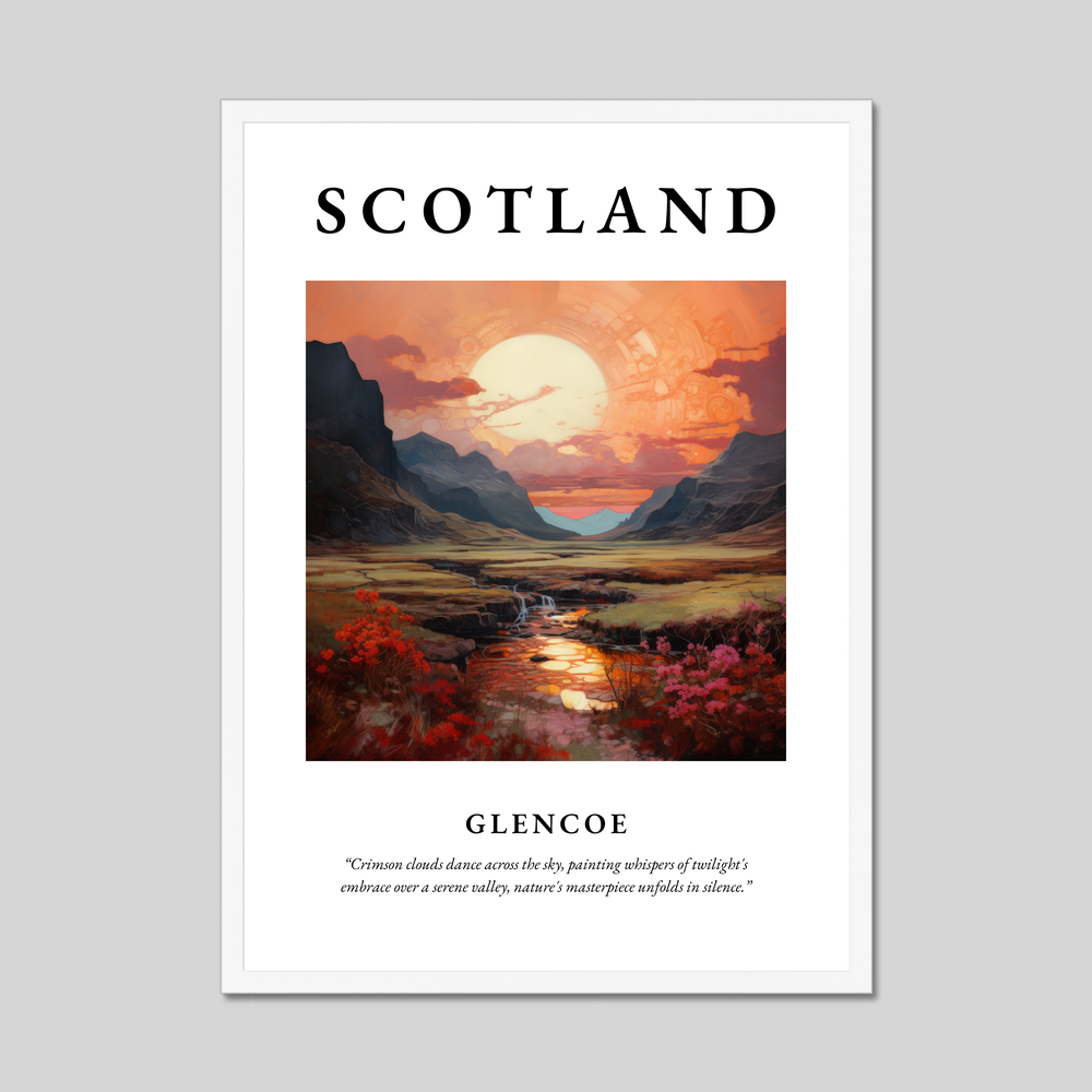 Poster in a white frame with the word Scotland