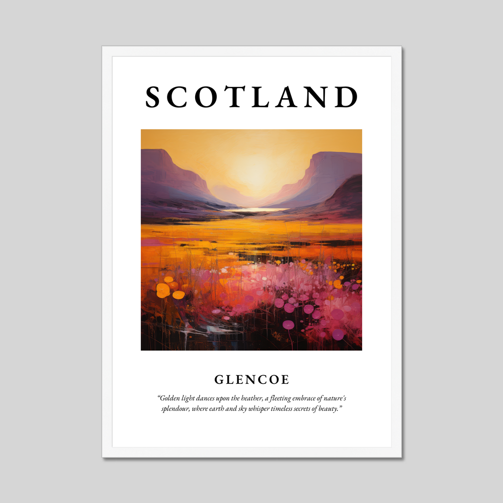 Poster in a white frame with the word Scotland