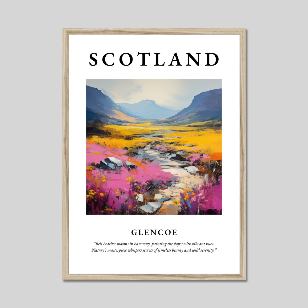 Poster in a natural frame with the word Scotland