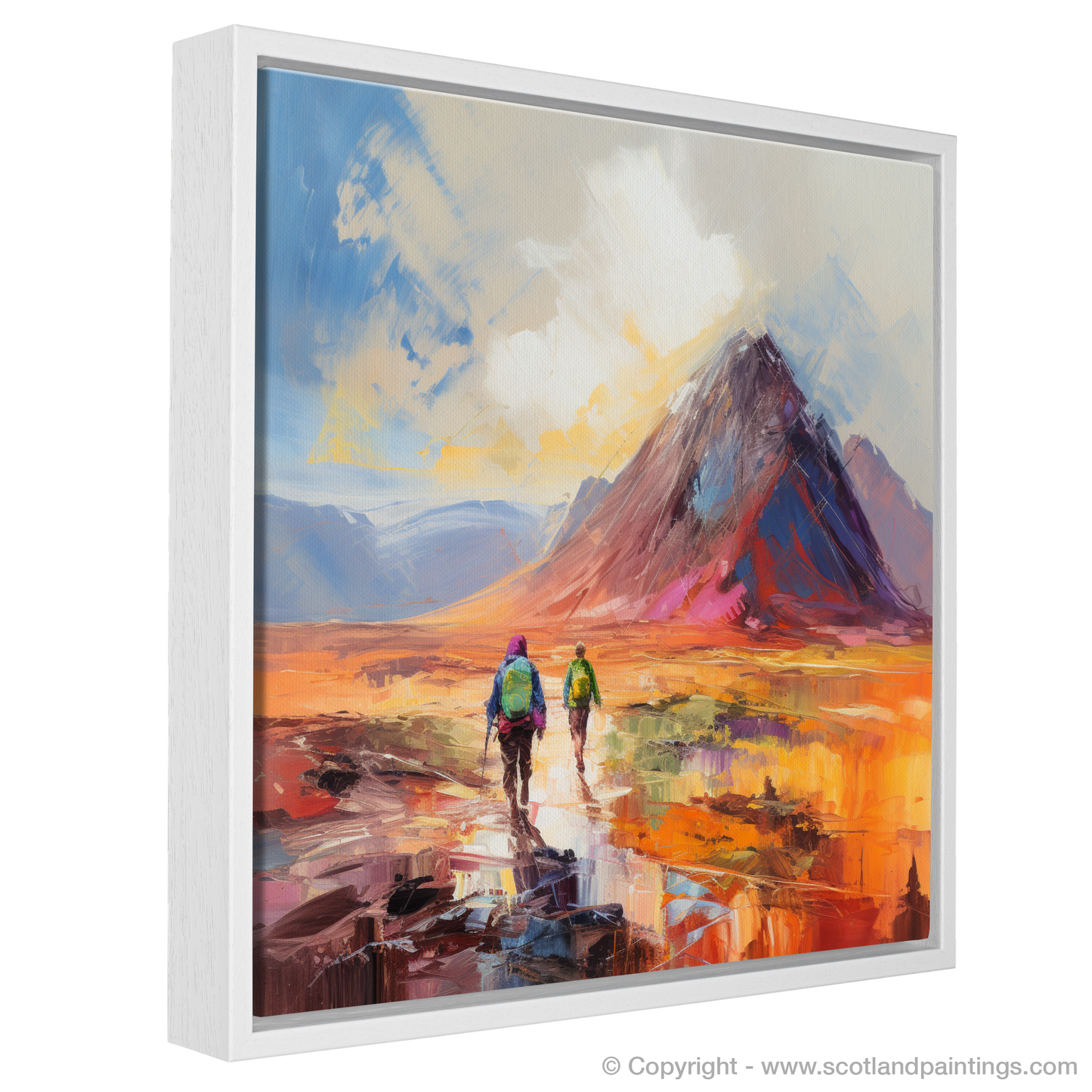 Highland Hikers: A Colour Field Tribute to Buachaille Summit in Glencoe