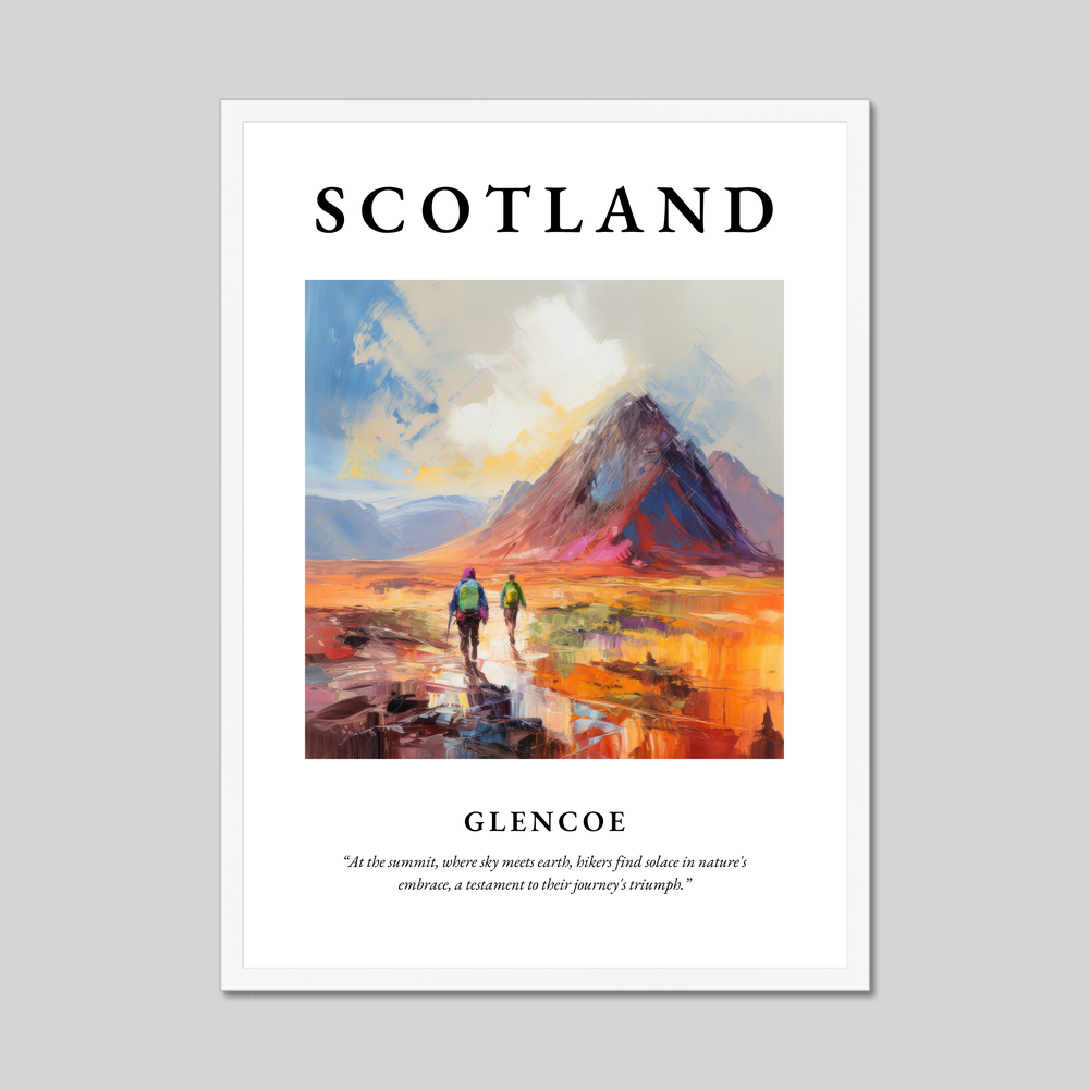 Poster in a white frame with the word Scotland