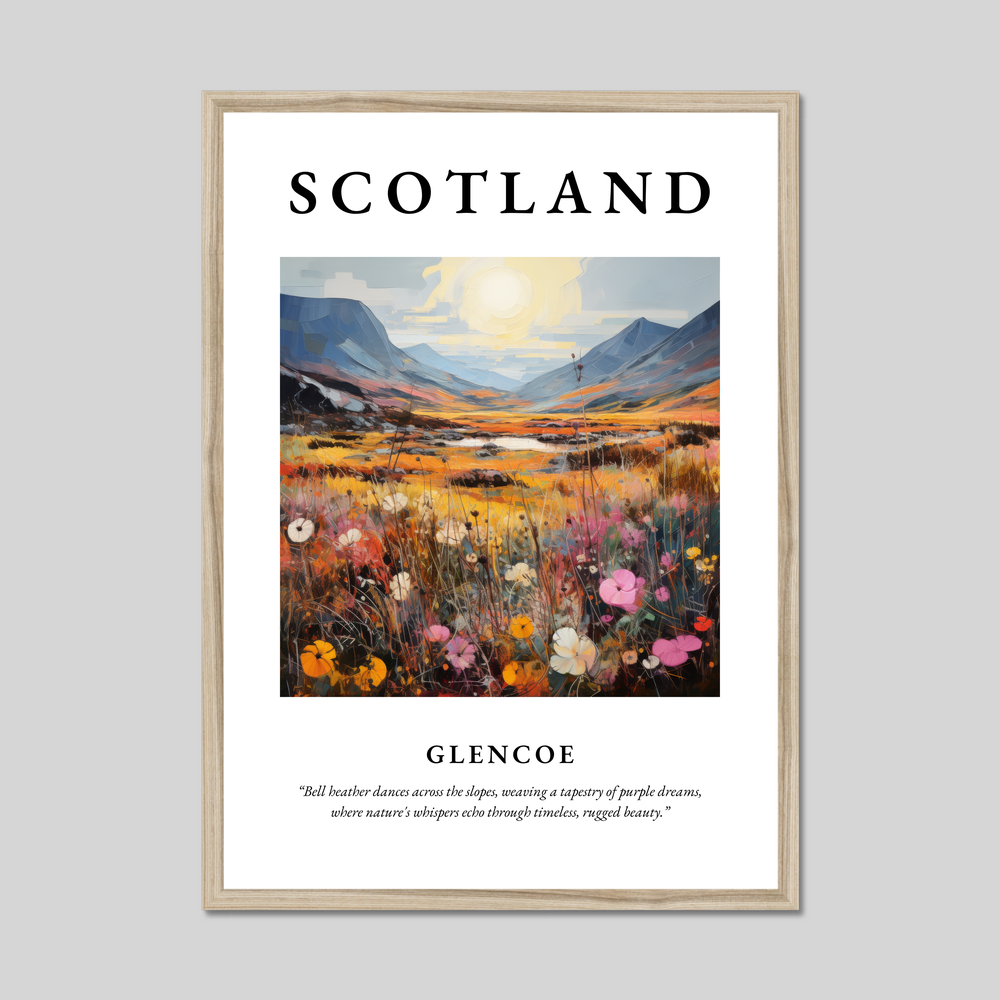 Poster in a natural frame with the word Scotland